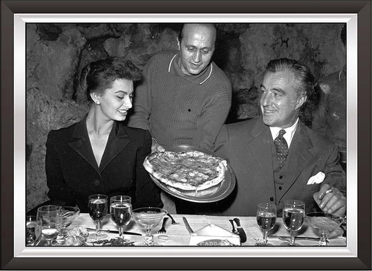 art. a54 inema Mangiaspaghetti Poster Vintage Sofia Loren e Vittorio De Sica / Locandina Stampa su Carta Artistica Torkon, per arredamento e decorazione casa, ufficio / Vendita Online / Galleria Papiarte ®