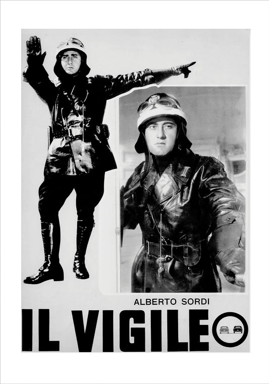 Papiarte, Cinema Italiano art. 04 Alberto Sordi nel film Il vigile, Stampa digitale DOWNLOAD immediato, poster vintage, arte cinema vendita online.