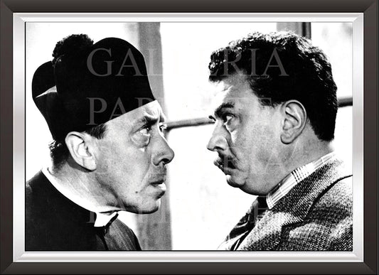 art. b09 Cinema Italiano Poster Vintage Beppone e Don Camillo/ Locandina Stampa su Carta Artistica Torkon, per arredamento e decorazione casa, ufficio / Vendita Online / Galleria Papiarte ®