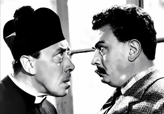 Papiarte, Cinema Italiano art. 09 Beppone e don Camillo, Stampa digitale DOWNLOAD immediato, poster vintage, arte cinema, vendita online.