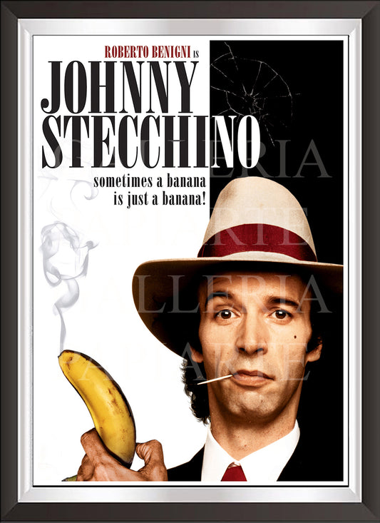 Art. b36 Stampa Poster Cinema Italiano, Roberto Benigni nel film Johnny Stecchino, Giclée su Carta Fotografica, Vendita Online, Galleria PapiArte®