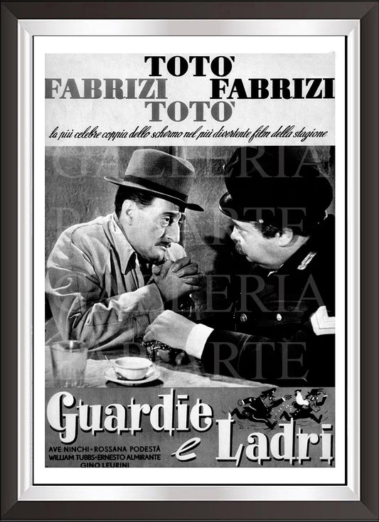 art. b42 Cinema Italiano Poster Vintage Guardie e Ladri/ Locandina Stampa su Carta Artistica Torkon, per arredamento e decorazione casa, ufficio / Vendita Online / Galleria Papiarte ®