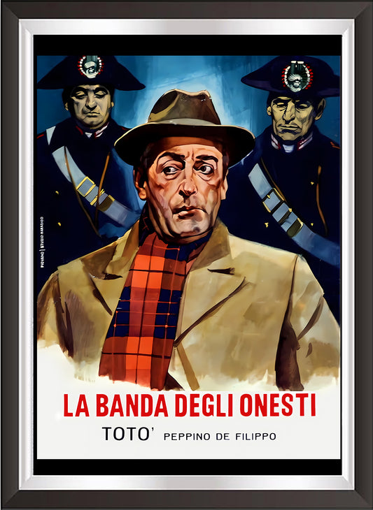 art. h02 Cinema Locandine Poster Vintage / Toto' La banda degli onesti / Locandina Stampa su Carta Artistica Torkon, per arredamento e decorazione casa, ufficio / Vendita Online / Galleria Papiarte ®