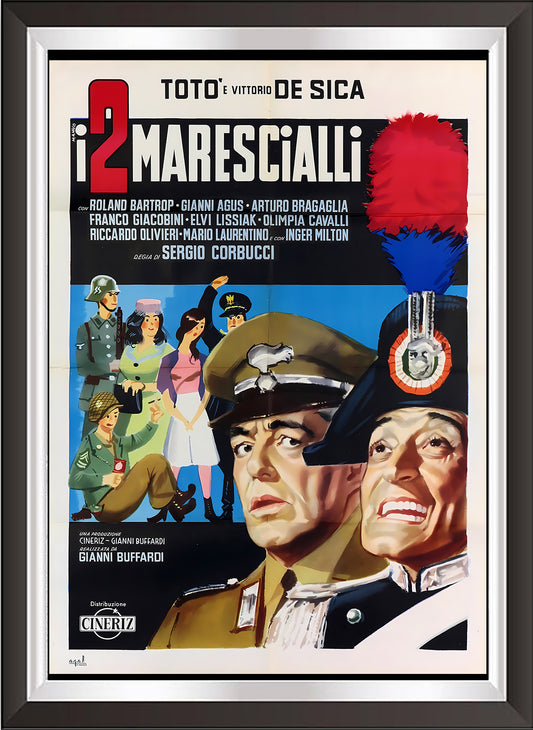 art. h10 Cinema Locandine Poster Vintage / Toto' e Vittorio De Sica I 2 Marescialli / Locandina Stampa su Carta Artistica Torkon, per arredamento e decorazione casa, ufficio / Vendita Online / Galleria Papiarte ®