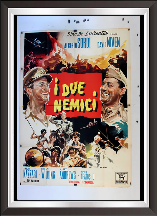 art. h17 Cinema Locandine Poster Vintage / Alberto Sordi e David Niven in I due nemici / Locandina Stampa su Carta Artistica Torkon, per arredamento e decorazione casa, ufficio / Vendita Online / Galleria Papiarte ®