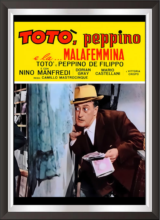 Kunst. h29 Kinoplakate Vintage-Poster / Toto', Peppino und das böse Mädchen / Posterdruck auf Torkon-Kunstpapier, für Heim- und Büroeinrichtung und Dekoration / Online-Verkauf / Galerie Papiarte ®