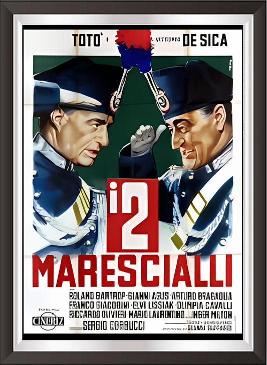 Kunst. h38 Kinoplakate Vintage-Poster / Vittorio De Sica und Toto' in „Die 2 Marschälle“ / Posterdruck auf Torkon-Kunstpapier, für Heim- und Büroeinrichtung und Dekoration / Online-Verkauf / Galerie Papiarte ®