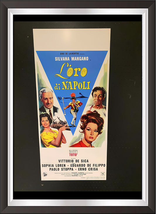 art. h39 Cinema Locandine Poster Vintage / Vittorio De Sica e Toto' in L'oro di Napoli / Locandina Stampa su Carta Artistica Torkon, per arredamento e decorazione casa, ufficio / Vendita Online / Galleria Papiarte ®