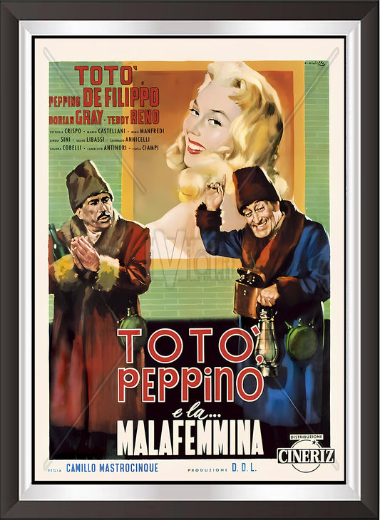 art. h45 Cinema Locandine Poster Vintage / Toto', Peppino e la malafemmina / Locandina Stampa su Carta Artistica Torkon, per arredamento e decorazione casa, ufficio / Vendita Online / Galleria Papiarte ®