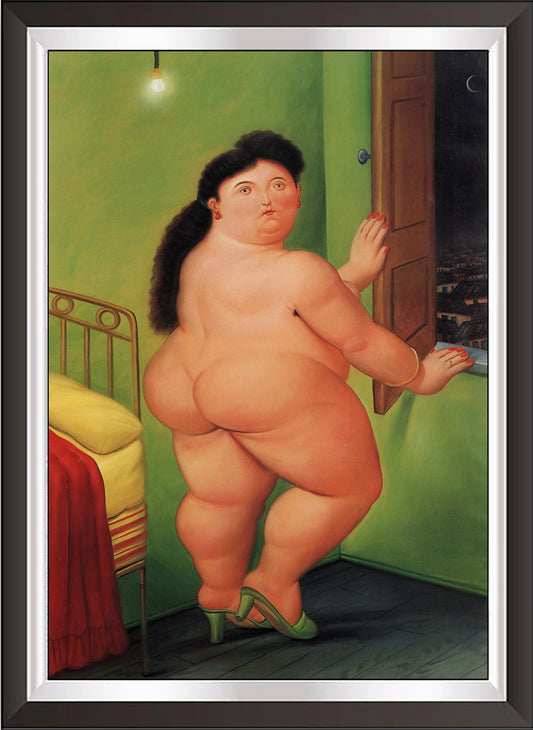 art. m02 Botero Poster Vintage / Donna alla finestra / Stampa su Carta Artistica Torkon, per arredamento e decorazione casa, ufficio / Vendita Online / Galleria Papiarte ®