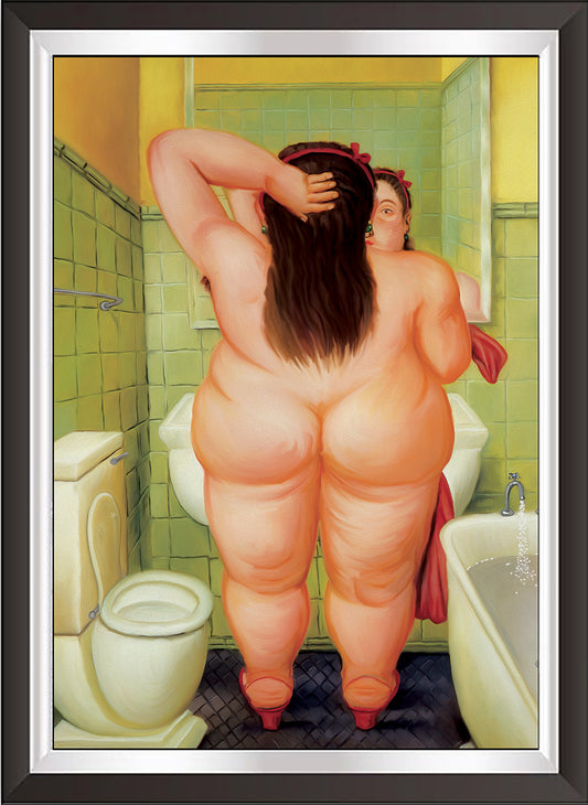 art. m09 Botero Poster Vintage / Il bagno / Stampa su Carta Artistica Torkon, per arredamento e decorazione casa, ufficio / Vendita Online / Galleria Papiarte ®