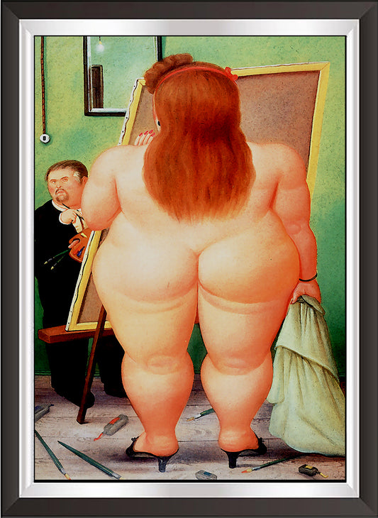 art. m27 Botero Poster Vintage / La modella e il pittore / Stampa su Carta Artistica Torkon, per arredamento e decorazione casa, ufficio / Vendita Online / Galleria Papiarte ®