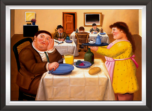 art. m35 Botero Poster Vintage / La trattoria / Stampa su Carta Artistica Torkon, per arredamento e decorazione casa, ufficio / Vendita Online / Galleria Papiarte ®