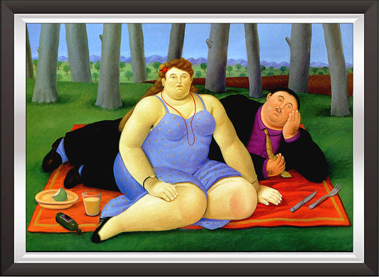 art. m37 Botero Poster Vintage / Picnic / Stampa su Carta Artistica Torkon, per arredamento e decorazione casa, ufficio / Vendita Online / Galleria Papiarte ®