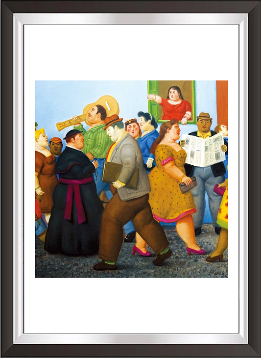 art. m59 Botero Poster Vintage / La strada / Stampa su Carta Artistica Torkon, per arredamento e decorazione casa, ufficio / Vendita Online / Galleria Papiarte ®