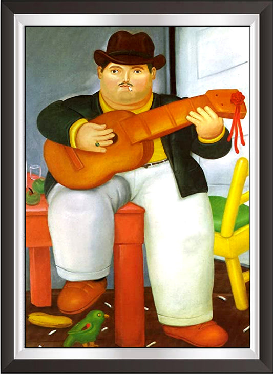 art. m68 Botero Poster Vintage / Il chitarrista / Stampa su Carta Artistica Torkon, per arredamento e decorazione casa, ufficio / Vendita Online / Galleria Papiarte ®