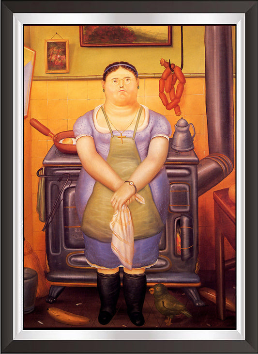 art. m75 Botero Poster Vintage / La cuoca / Stampa su Carta Artistica Torkon, per arredamento e decorazione casa, ufficio / Vendita Online / Galleria Papiarte ®