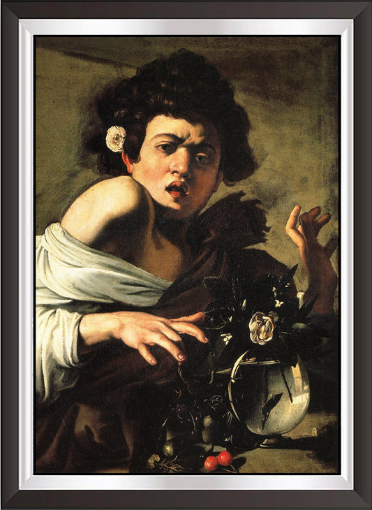 art. n08 Caravaggio / Poster Vintage / Ragazzo morso da un ramarro / Stampa su Carta Artistica Torkon, per arredamento e decorazione casa, ufficio / Vendita Online / Galleria Papiarte ®