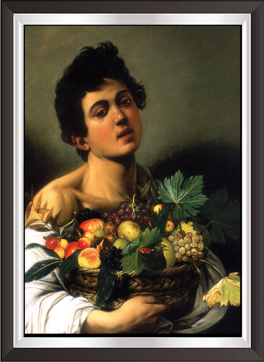 art. n11 Caravaggio / Poster Vintage / Fanciullo con canestra di frutta / Stampa su Carta Artistica Torkon, per arredamento e decorazione casa, ufficio / Vendita Online / Galleria Papiarte ®