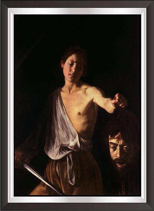 art. n14 Caravaggio / Poster Vintage / Davide con la testa di Golia / Stampa su Carta Artistica Torkon, per arredamento e decorazione casa, ufficio / Vendita Online / Galleria Papiarte ®