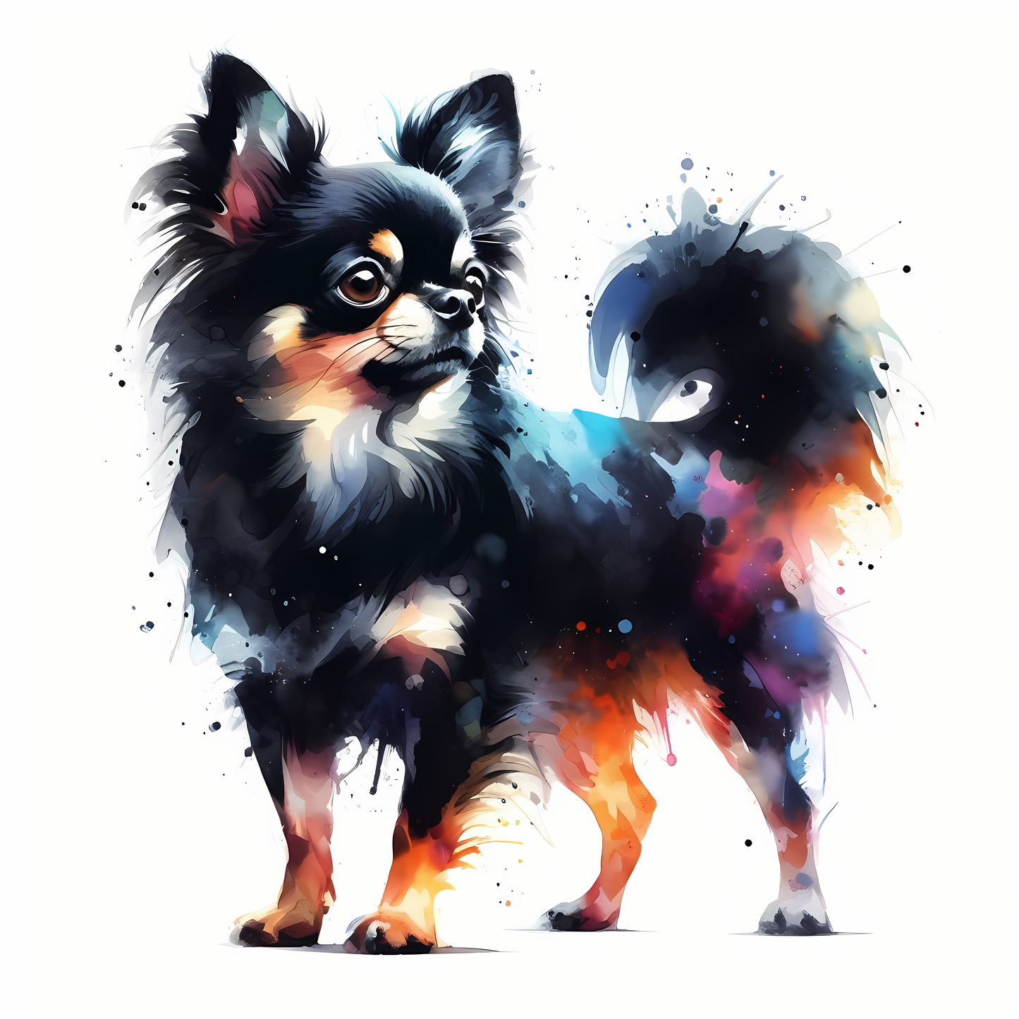 Stampa di un mio dipinto a Pastello di un ritratto di un Cane Chihuahua Nero, Arte STAMPABILE,  illustrazione arte animale, Download Digitale, eseguito da Papiarte® Art. w354g