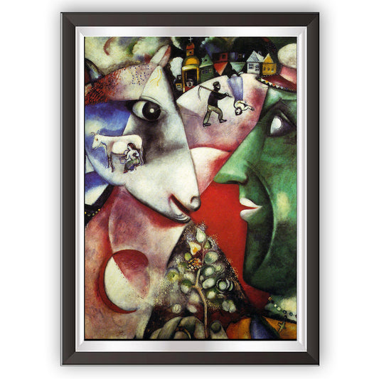 art. p10 Chagall / Poster Vintage / Io e il villaggio / Stampa su Carta Artistica Torkon, per arredamento e decorazione casa, ufficio / Vendita Online / Galleria Papiarte ®