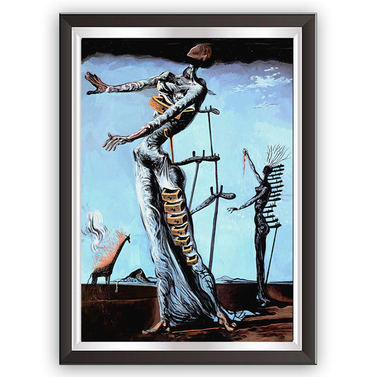 art. q12 Salvador Dali' / Poster Vintage / Giraffa in fiamme / Stampa su Carta Artistica Torkon, per arredamento e decorazione casa, ufficio / Vendita Online / Galleria Papiarte ®