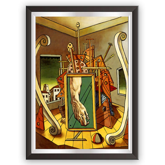 art. r03 Giorgio De Chirico / Poster Vintage /  Pittura metafisica con mano di David / Stampa su Carta Artistica Torkon, per arredamento e decorazione casa, ufficio / Vendita Online / Galleria Papiarte ® (copia)