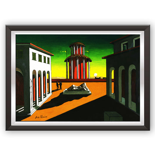 art. r14 Giorgio De Chirico / Poster Vintage /  Piazza Italia / Stampa su Carta Artistica Torkon, per arredamento e decorazione casa, ufficio / Vendita Online / Galleria Papiarte ®