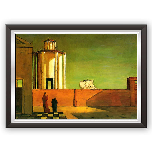 Kunst. r17 Giorgio De Chirico / Vintage-Poster / Das Rätsel der Ankunft / Druck auf Torkon-Kunstpapier, für Heim- und Büroeinrichtung und Dekoration / Online-Verkauf / Galerie Papiarte ®