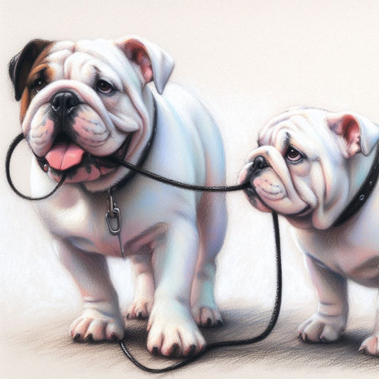 Cane Bulldog, Stampa di un mio dipinto a Pastello di un ritratto di due Cani Bulldog Inglesi, Arte STAMPABILE,  illustrazione arte animale, Download Digitale, eseguito da Papiarte® Art. w215f