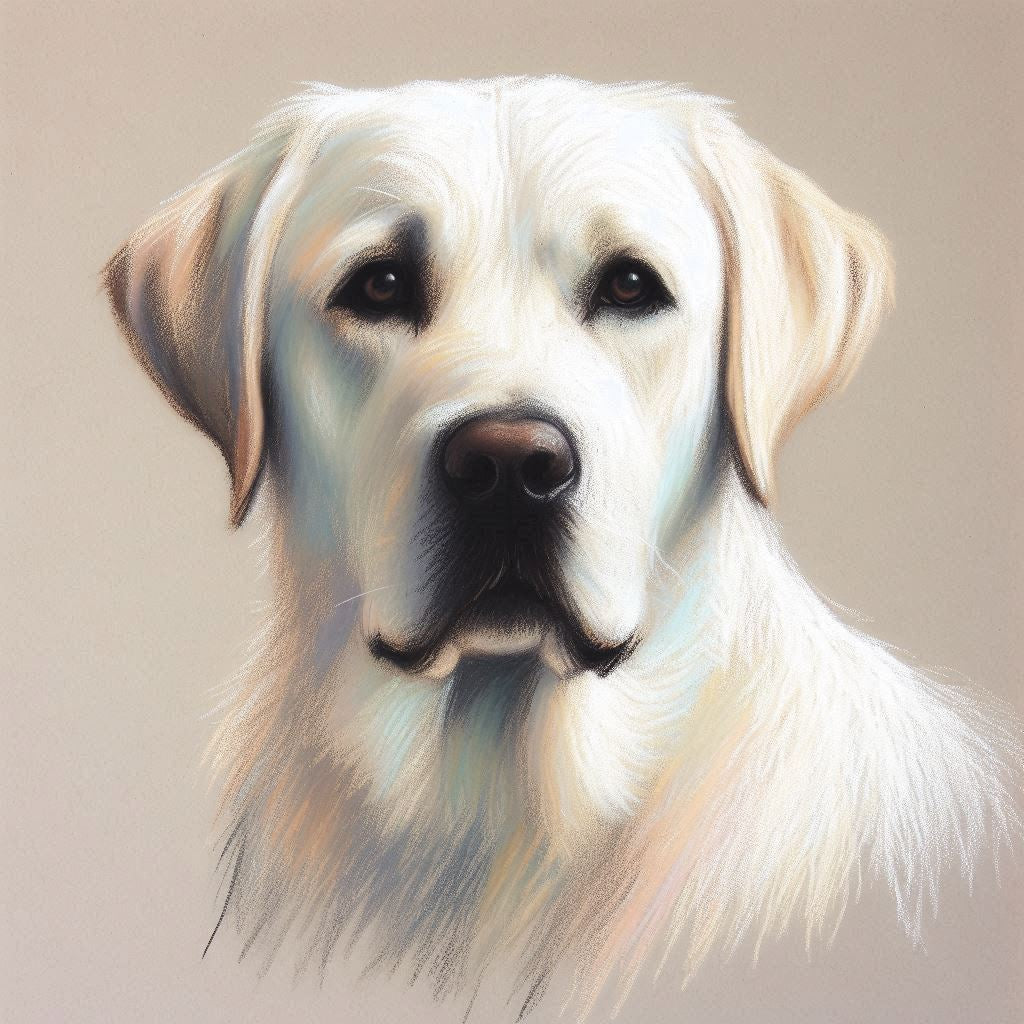 Cane Labrador Bianco, Stampa di un mio dipinto a Pastello, Arte STAMPABILE,  illustrazione arte animale, Download Digitale, eseguito da Papiarte® Art. w216b