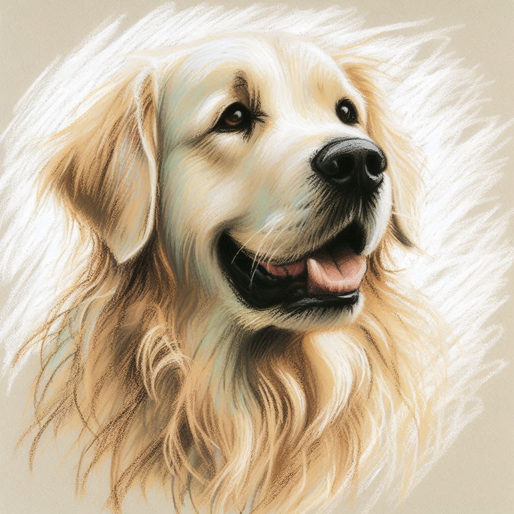 Cane Golden Retriver, Stampa di un mio dipinto a Pastello, Arte STAMPABILE,  illustrazione arte animale, Download Digitale, eseguito da Papiarte® Art. w217a