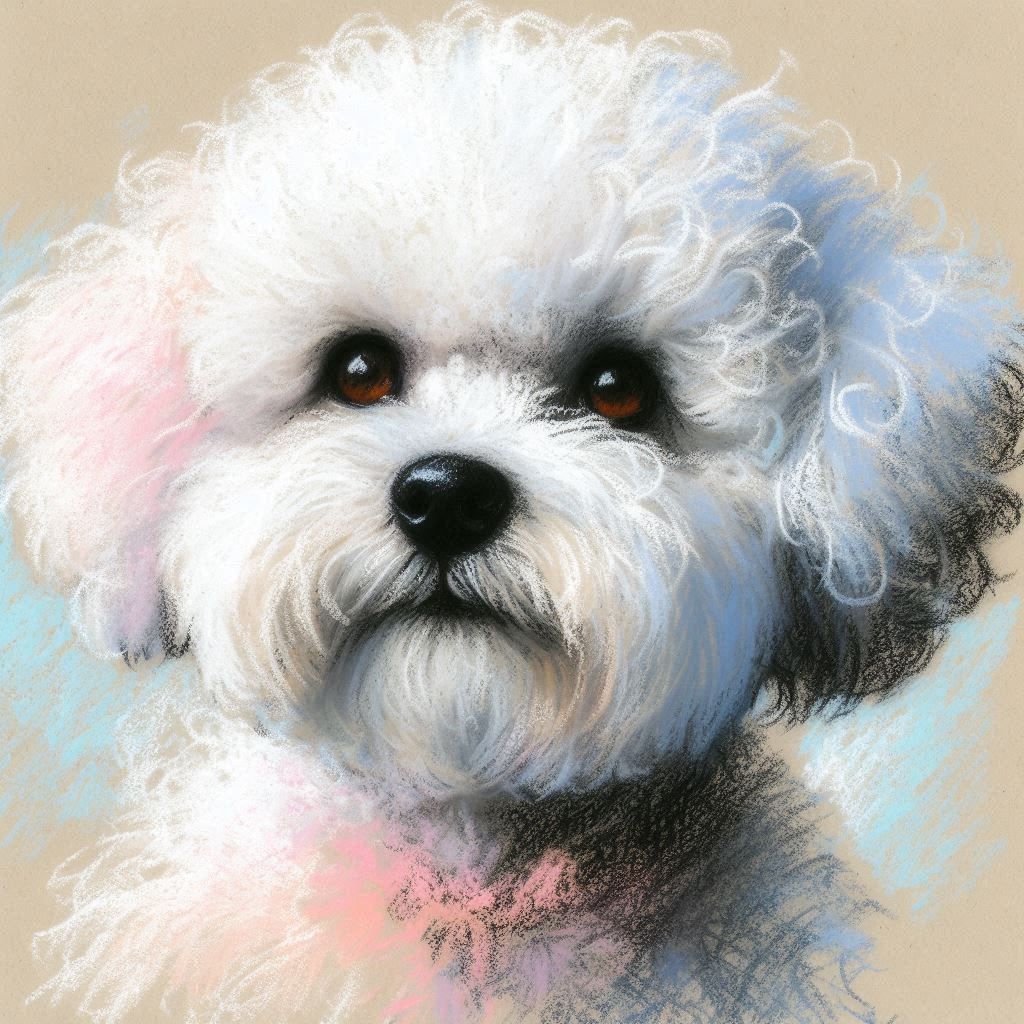 Cane Bichon à Poil Frisé, Stampa di un mio dipinto a Pastello, Arte STAMPABILE,  illustrazione arte animale, Download Digitale, eseguito da Papiarte® Art. w236a