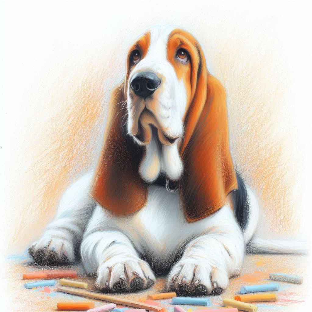 Cane Basset Hound, Stampa di un mio dipinto a Pastello, Arte STAMPABILE,  illustrazione arte animale, Download Digitale, eseguito da Papiarte® Art. w243a