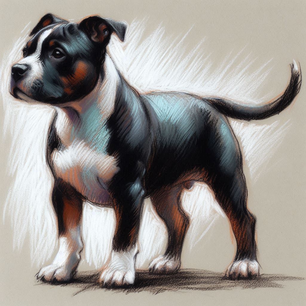 Stampa di un mio dipinto a Pastello di un ritratto di un Cane American Pittbull Terrier, Arte STAMPABILE,  illustrazione arte animale, Download Digitale, eseguito da Papiarte® Art. w254e