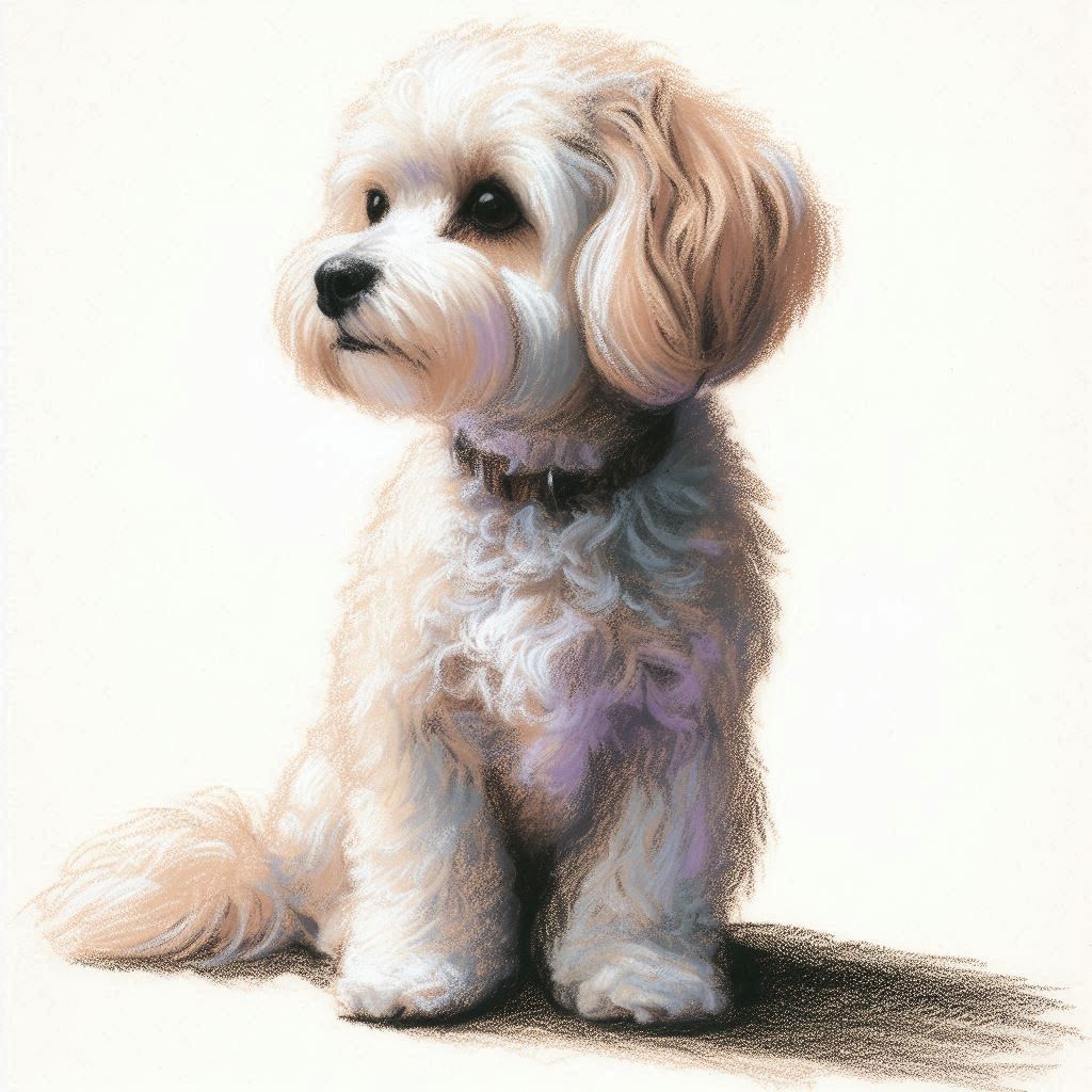 Stampa di un mio dipinto a Pastello di un ritratto di un Cane Maltipoo, Arte STAMPABILE,  illustrazione arte animale, Download Digitale, eseguito da Papiarte® Art. w262c