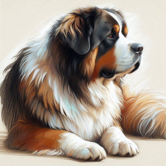 Stampa di un mio dipinto a Pastello di un ritratto di un Cane San Bernardo, Arte STAMPABILE,  illustrazione arte animale, Download Digitale, eseguito da Papiarte® Art. w266a