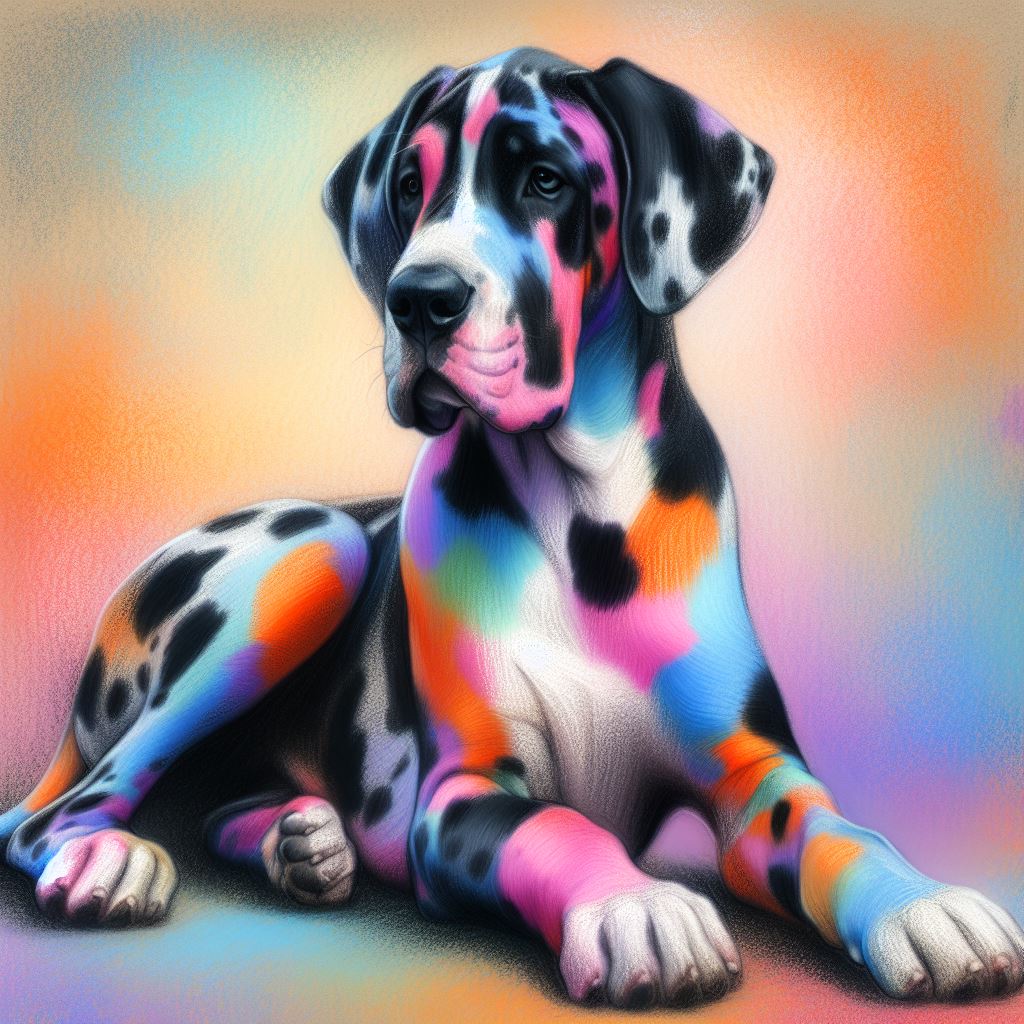 Stampa di un mio dipinto a Pastello di un ritratto di un Cane Alano, Arte STAMPABILE,  illustrazione arte animale, Download Digitale, eseguito da Papiarte® Art. w280e