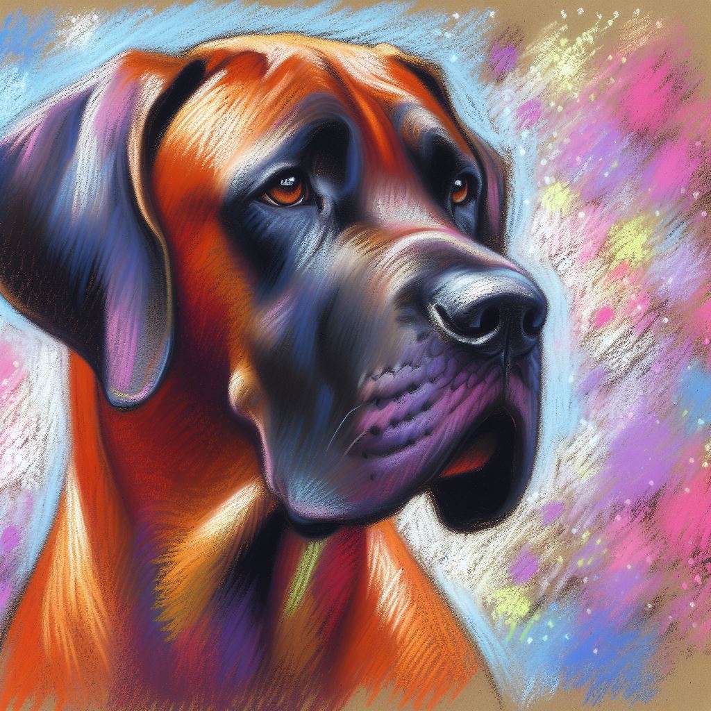 Stampa di un mio dipinto a Pastello di un ritratto di un Cane Alano, Arte STAMPABILE,  illustrazione arte animale, Download Digitale, eseguito da Papiarte® Art. w280i