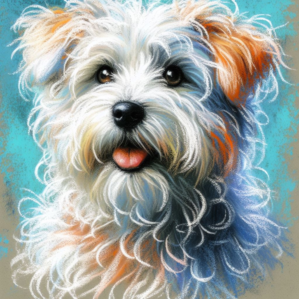 Stampa di un mio dipinto a Pastello di un ritratto di un Cane Maltese, Arte STAMPABILE,  illustrazione arte animale, Download Digitale, eseguito da Papiarte® Art. w295h