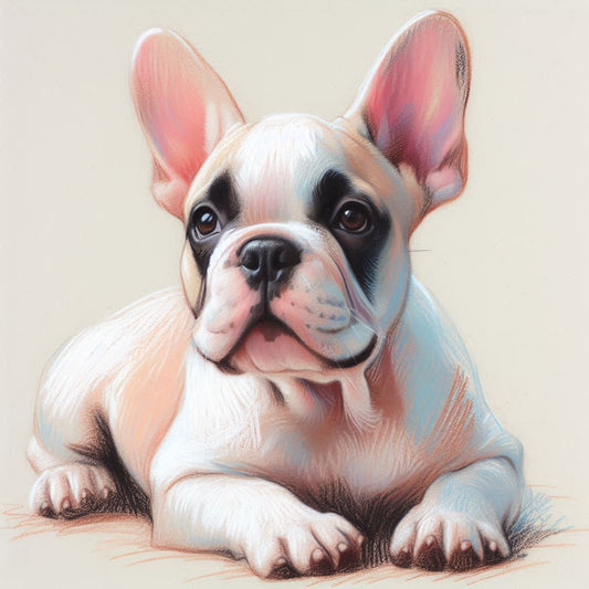 Stampa di un mio dipinto a Pastello di un ritratto di un Cane Bulldog Francese, Arte STAMPABILE,  illustrazione arte animale, Download Digitale, eseguito da Papiarte® Art. w327i