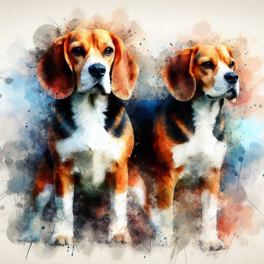 Stampa di un mio dipinto a Pastello di un ritratto di un Cane Beagle, Arte STAMPABILE,  illustrazione arte animale, Download Digitale, eseguito da Papiarte® Art. w334d