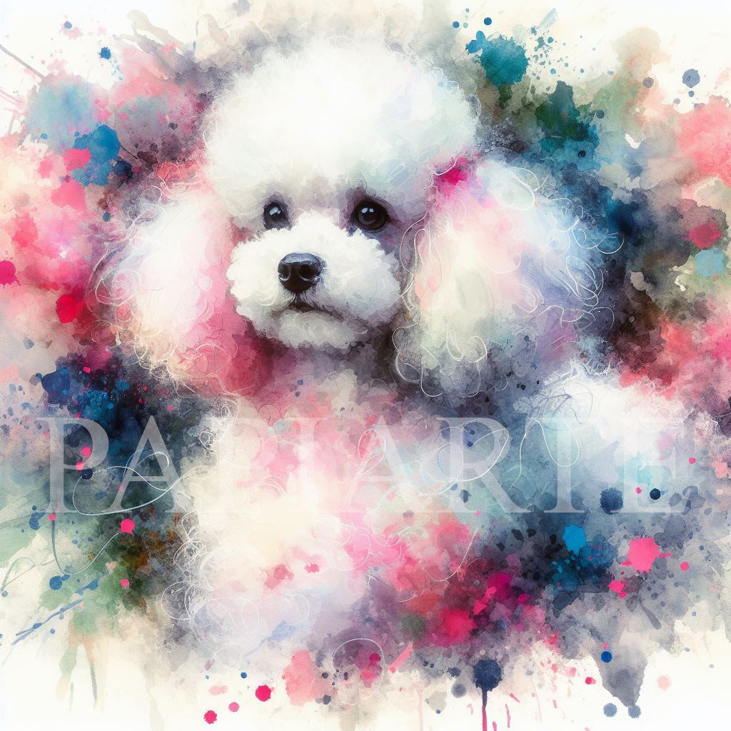 Stampa di un mio dipinto a Pastello di un ritratto di un Cane Barbone nano bianco, Arte STAMPABILE,  illustrazione arte animale, Download Digitale, eseguito da Papiarte® Art. w342d