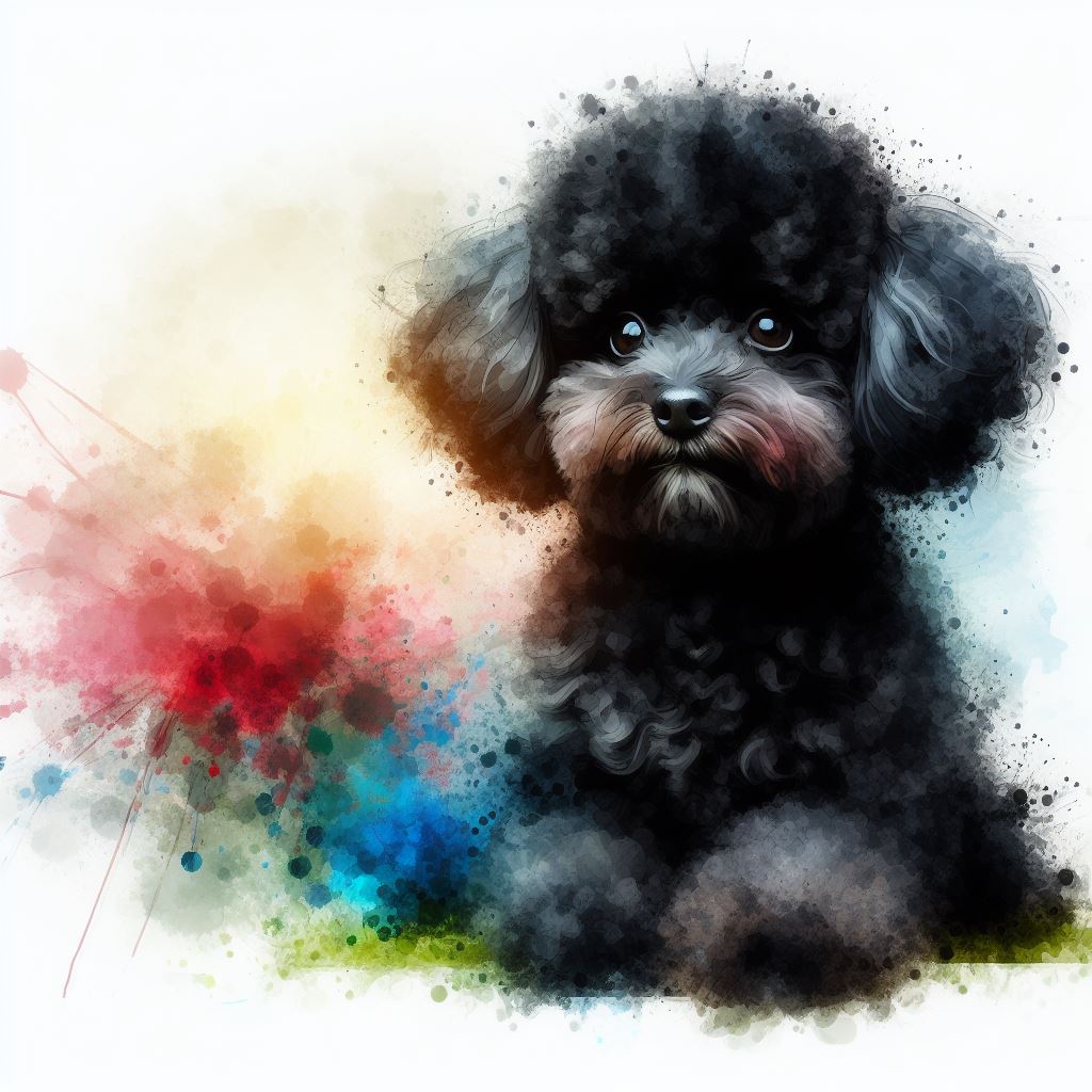 Stampa di un mio dipinto a Pastello di un ritratto di un Cane Barbone nano nero, Arte STAMPABILE,  illustrazione arte animale, Download Digitale, eseguito da Papiarte® Art. w342g