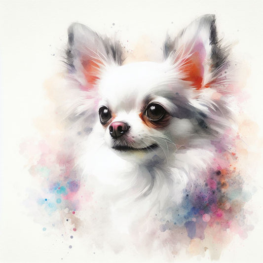 Stampa di un mio dipinto a Pastello di un ritratto di un Cane Chihuahua Bianco, Arte STAMPABILE,  illustrazione arte animale, Download Digitale, eseguito da Papiarte® Art. w354d