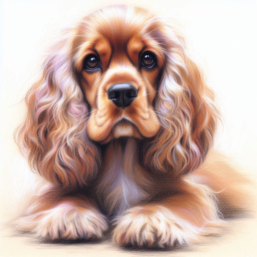 Cane Cocker Americano, Stampa di un mio dipinto a Pastello, Arte STAMPABILE,  illustrazione arte animale, Download Digitale, eseguito da Papiarte® Art. w379c