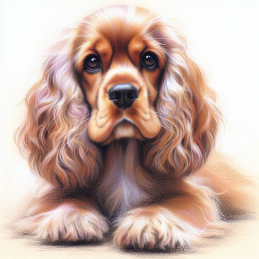 Stampa di un mio dipinto a Pastello di un ritratto di un Cane Cocker Americano, Arte STAMPABILE,  illustrazione arte animale, Download Digitale, eseguito da Papiarte® Art. w379c