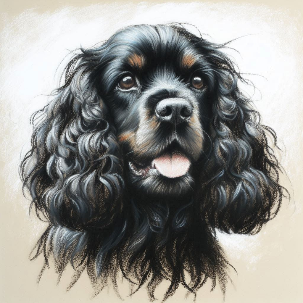 Cane Cocker Americano, Stampa di un mio dipinto a Pastello, Arte STAMPABILE,  illustrazione arte animale, Download Digitale, eseguito da Papiarte® Art. w379d