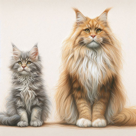 Gatto Mai Coon, Stampa di un mio dipinto a Pastello di un ritratto di un Gatto Main Coon, Arte STAMPABILE,  illustrazione arte animale, Download Digitale, eseguito da Papiarte® Art. x237d